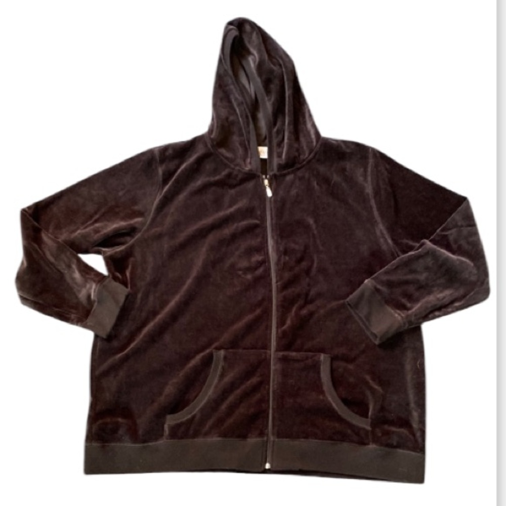 Women’s black velour Hoodie Sweater size XL Villager Sport